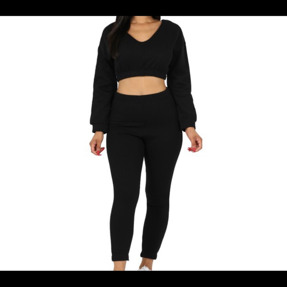 2pc joggers set crop top style